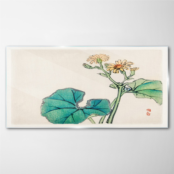Lotus flowers and leaves Wall art on glass