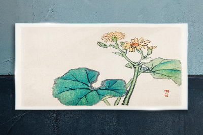 Lotus flowers and leaves Wall art on glass