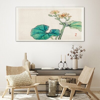 Lotus flowers and leaves Wall art on glass