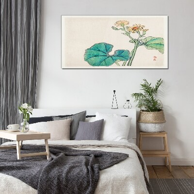 Lotus flowers and leaves Wall art on glass