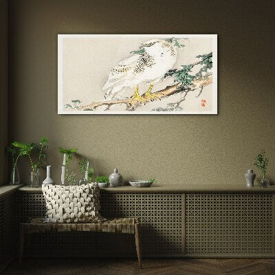 Falcon on a branch Glass art print