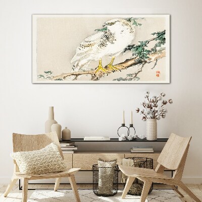 Falcon on a branch Glass art print