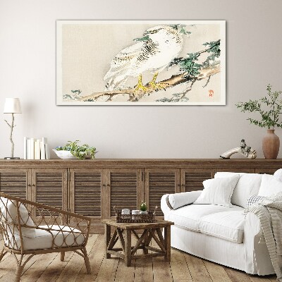 Falcon on a branch Glass art print