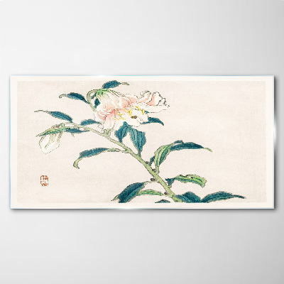 Asian flowers Glass Print