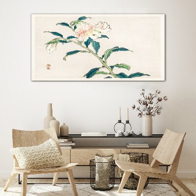 Asian flowers Glass Print