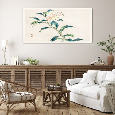 Asian flowers Glass Print