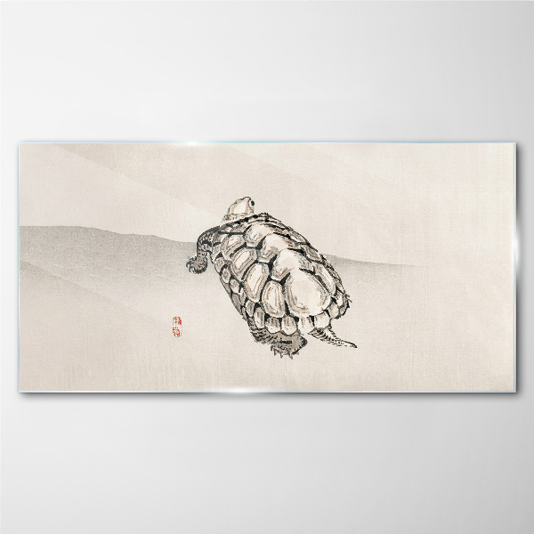 Turtle on a minimalist background Glass art print