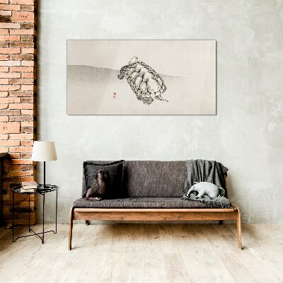 Turtle on a minimalist background Glass art print