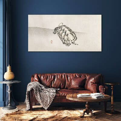 Turtle on a minimalist background Glass art print