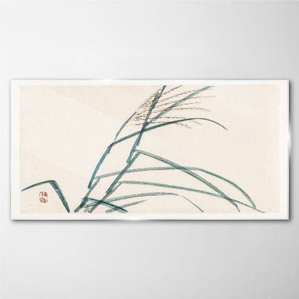 Delicate grass leaves Glass art print