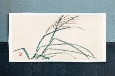 Delicate grass leaves Glass art print