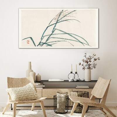 Delicate grass leaves Glass art print