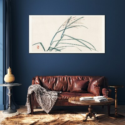 Delicate grass leaves Glass art print