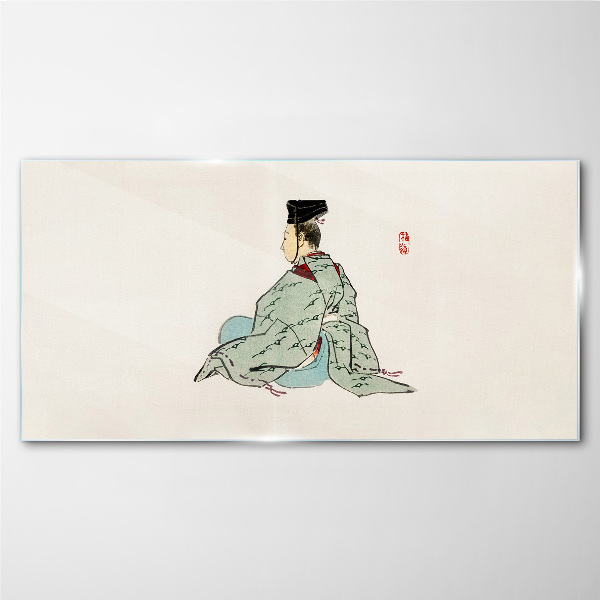 Japanese beauty in traditional kimono Wall art on glass