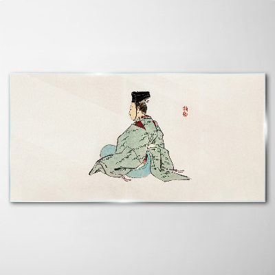 Japanese beauty in traditional kimono Wall art on glass