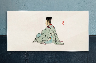 Japanese beauty in traditional kimono Wall art on glass