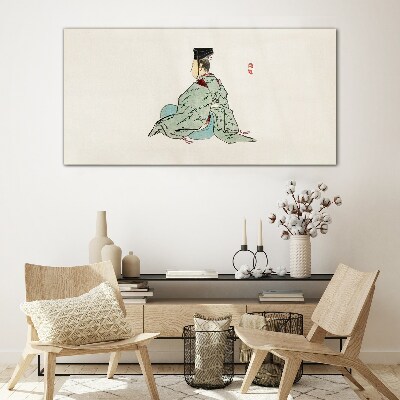 Japanese beauty in traditional kimono Wall art on glass
