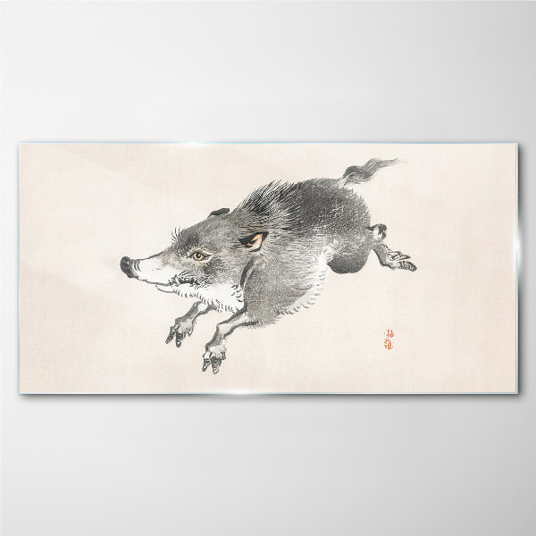 Running boar Glass art print