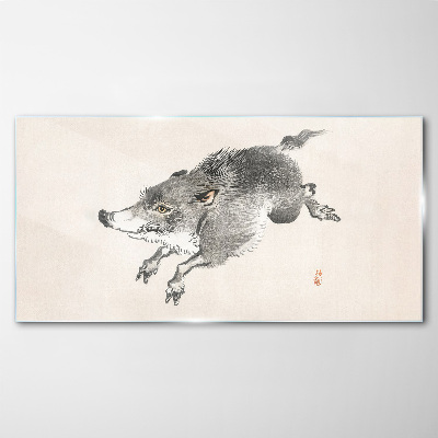 Running boar Glass art print
