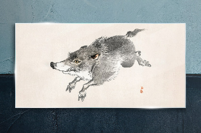 Running boar Glass art print