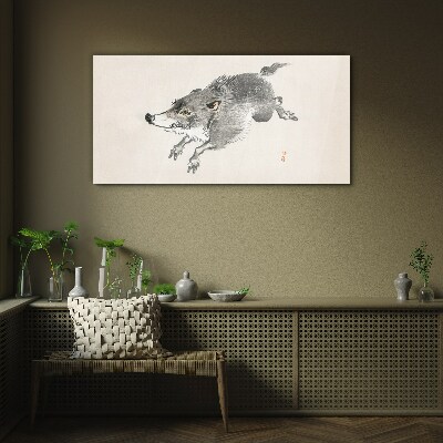 Running boar Glass art print