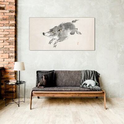 Running boar Glass art print