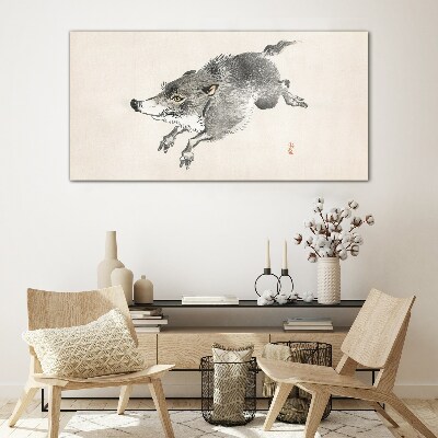 Running boar Glass art print