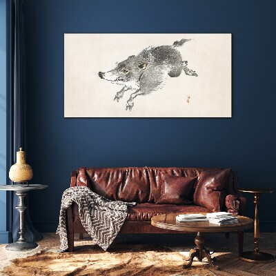 Running boar Glass art print