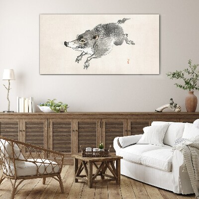 Running boar Glass art print