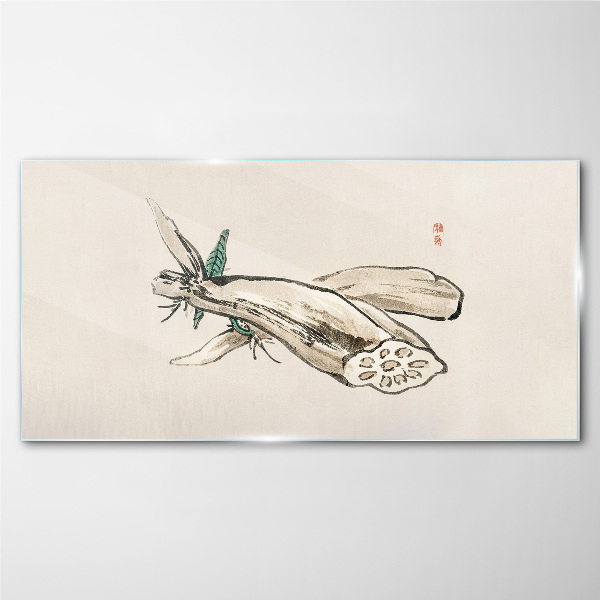 Butterfly on a lotus background Glass art print