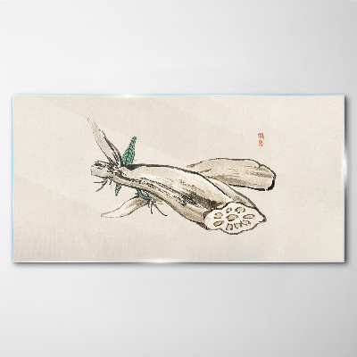 Butterfly on a lotus background Glass art print