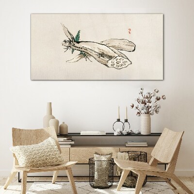 Butterfly on a lotus background Glass art print