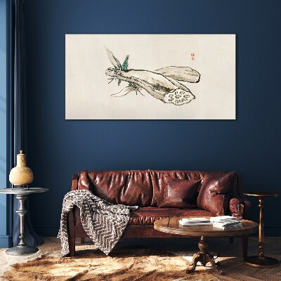 Butterfly on a lotus background Glass art print