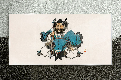 Master in blue robe Wall art on glass