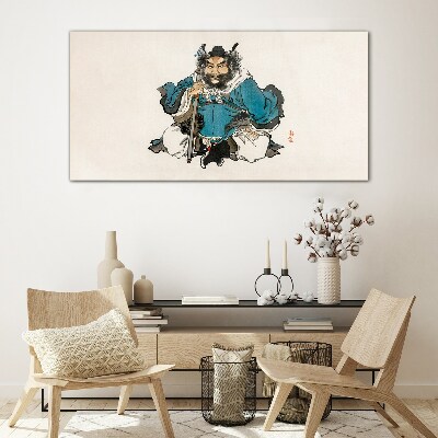 Master in blue robe Wall art on glass
