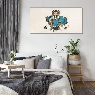 Master in blue robe Wall art on glass