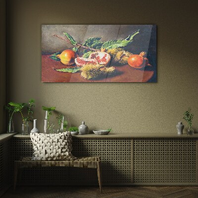 Fruit composition with pomegranate Wall art on glass