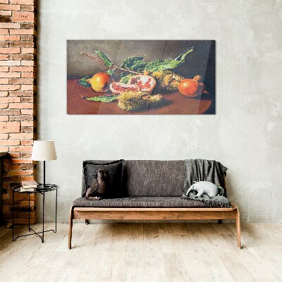 Fruit composition with pomegranate Wall art on glass