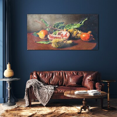 Fruit composition with pomegranate Wall art on glass