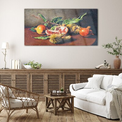 Fruit composition with pomegranate Wall art on glass