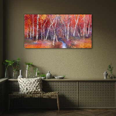 Colorful autumn in the forest Wall art on glass
