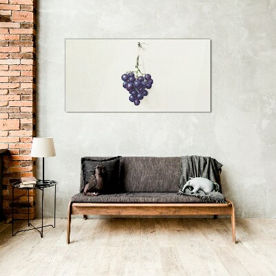 Grapes on a white background Glass art print