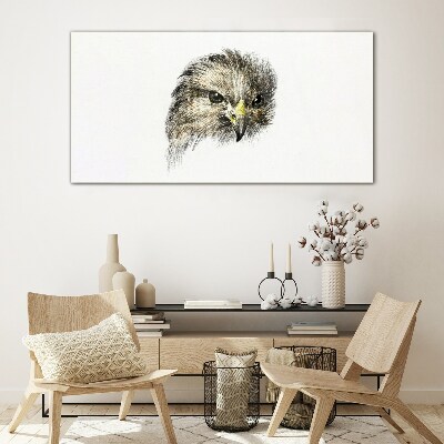 Portrait of a bird of prey Wall art on glass