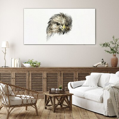 Portrait of a bird of prey Wall art on glass