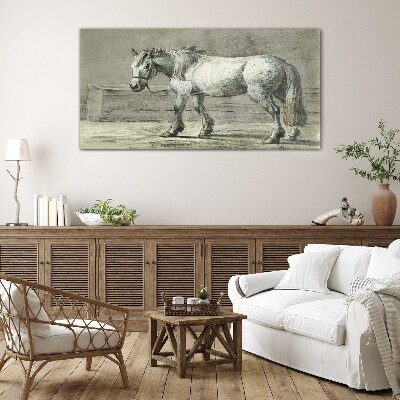 Walking horse in shades of gray Glass art print