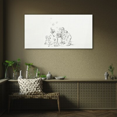 Children playing with soap bubbles Wall art on glass
