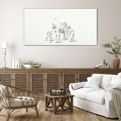 Children playing with soap bubbles Wall art on glass