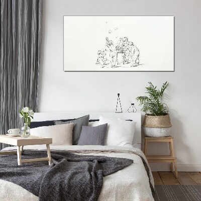 Children playing with soap bubbles Wall art on glass