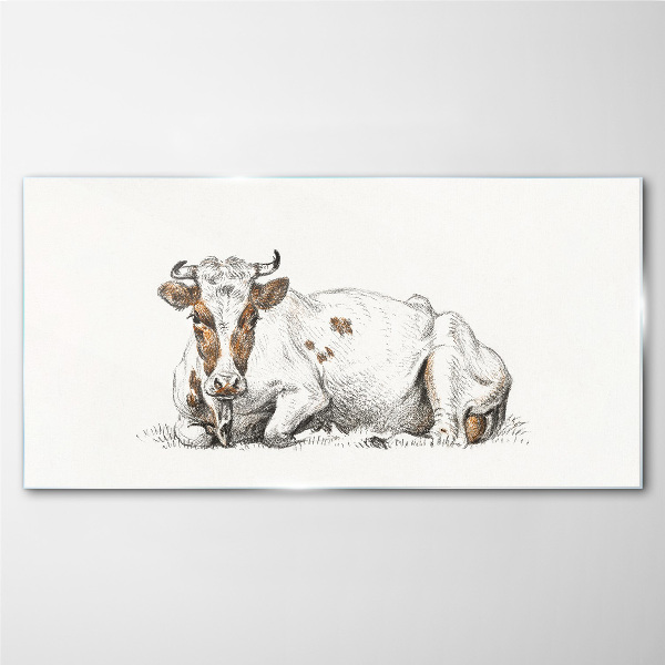 A calm cow in the meadow Glass art print