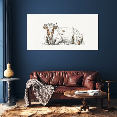 A calm cow in the meadow Glass art print